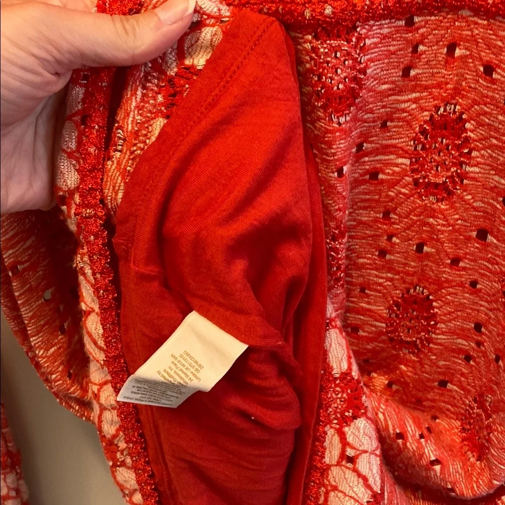 Free People Red Fitted Long Sleeve Delilah Dress